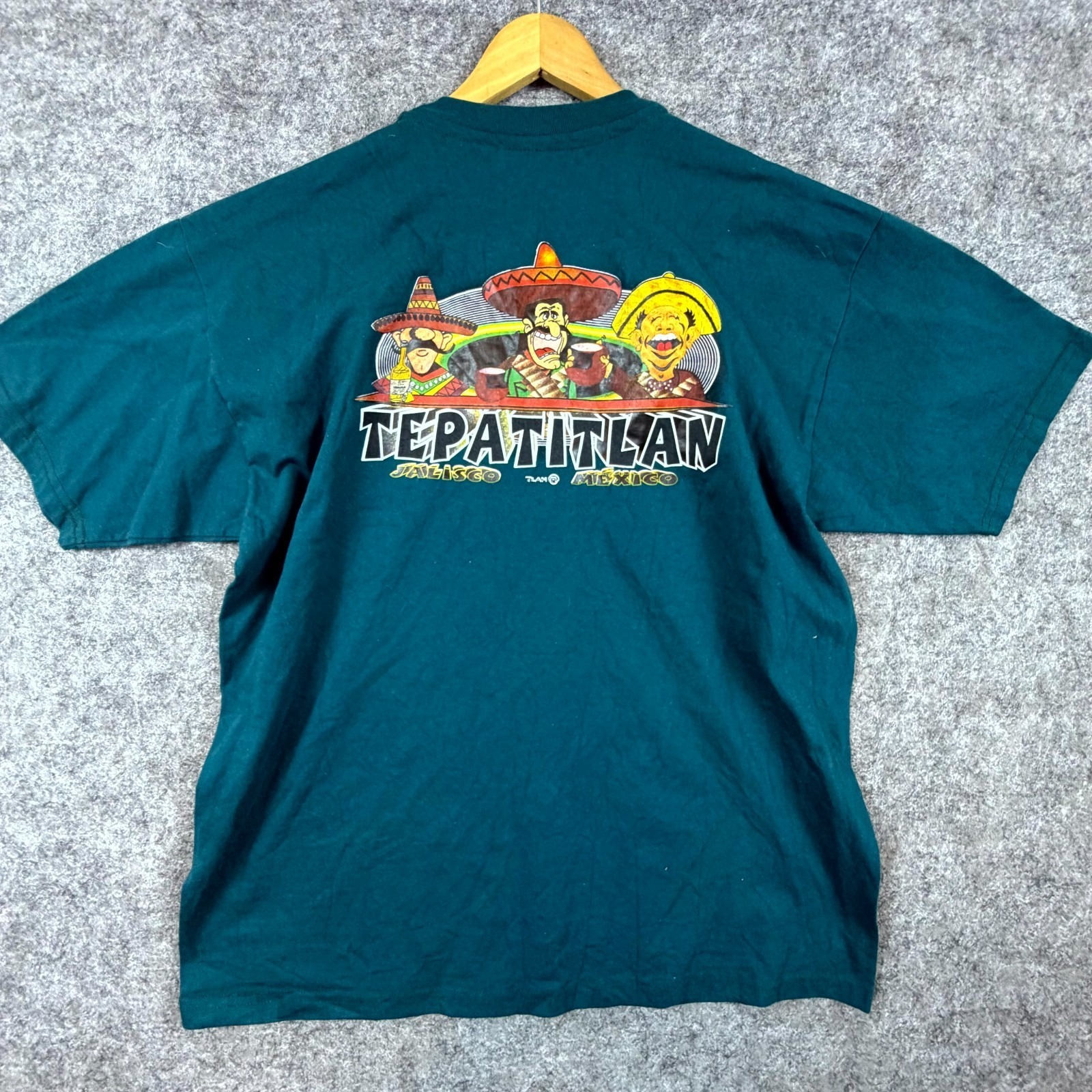 Vtg Playeras Tlan T-Shirt Mens Xl Teal Green Tepatitlan Jalisco Mexico Graphic